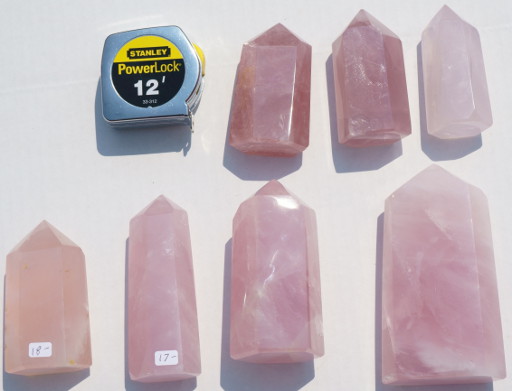 Rose quartz obelisks